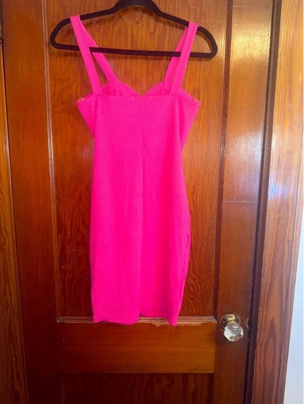 Hot Pink Ribbed Bodycon Dress - Medium - Picture 14 of 15